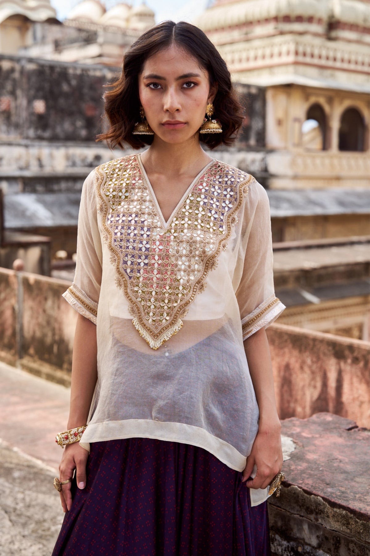 Ivory Gota Cape Set