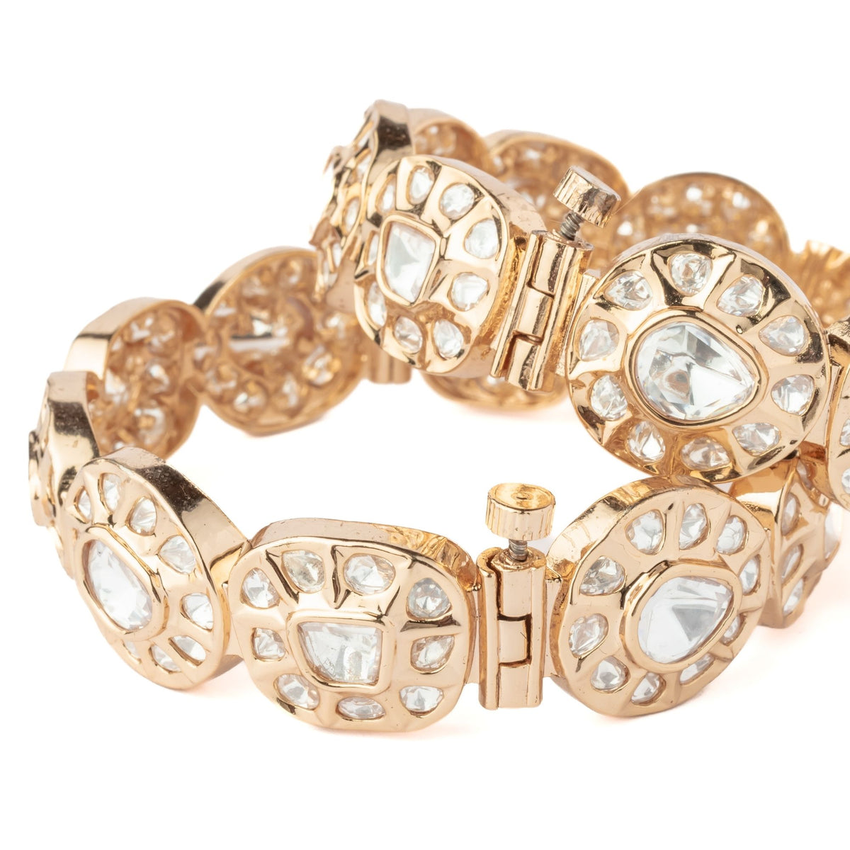 Gold Plated Polki Pair of Bangles