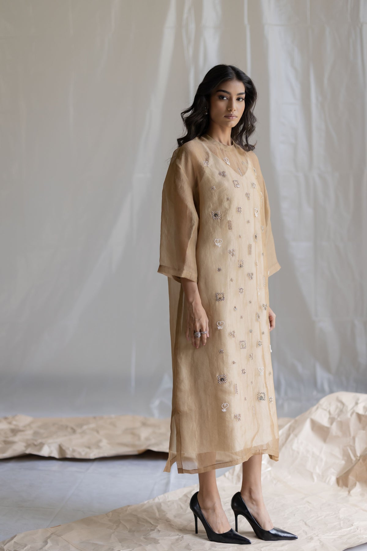 Beige Organza Dress