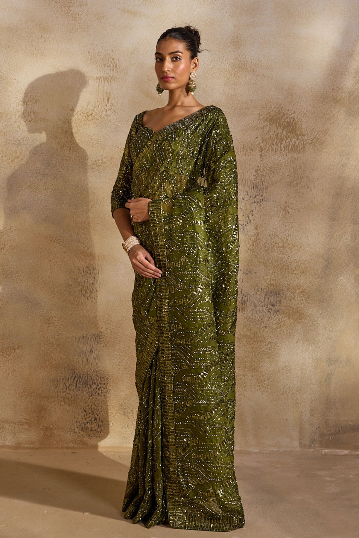 Olive Green Saree Blouse