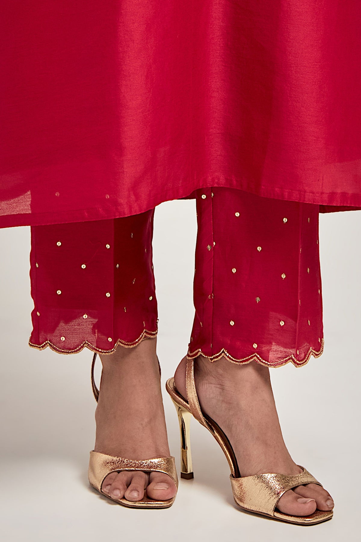 Red Embroidered Kurta Set