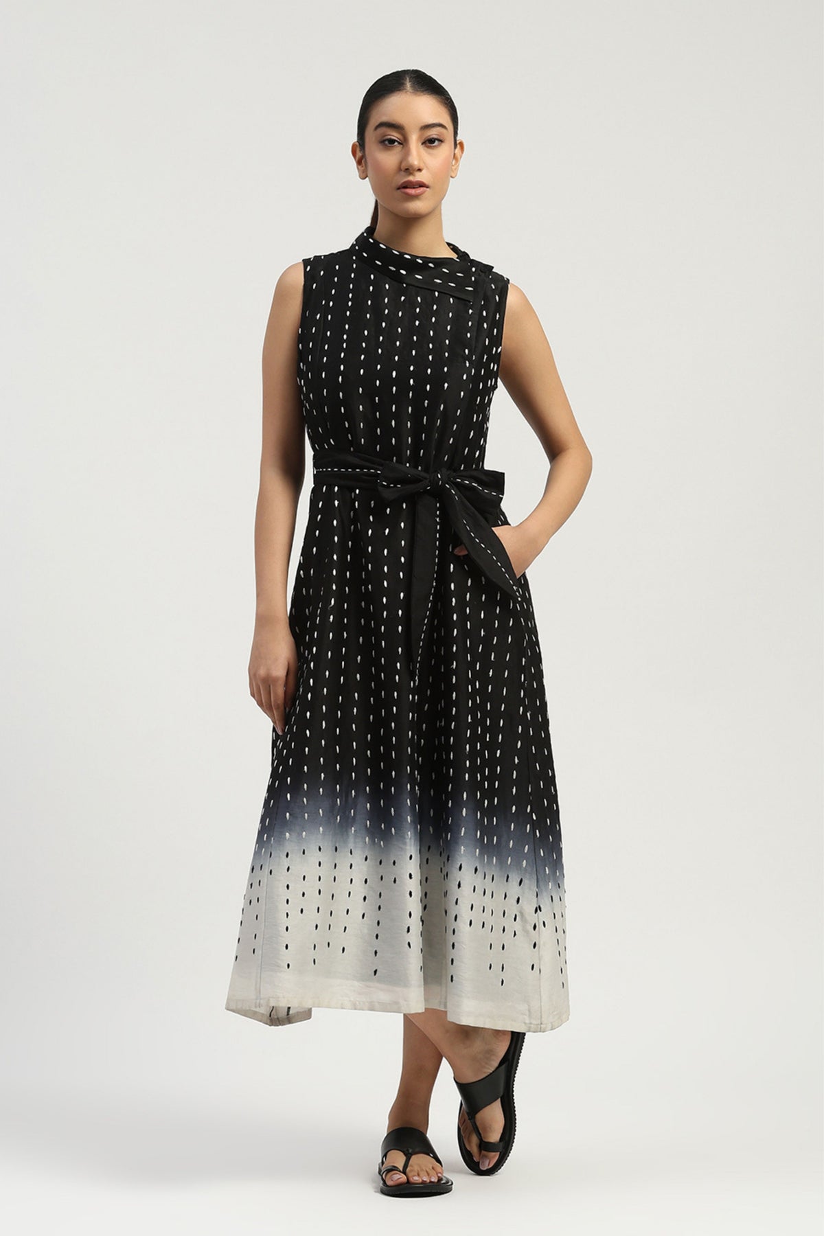 Ombre Stab Stitch Long Dress