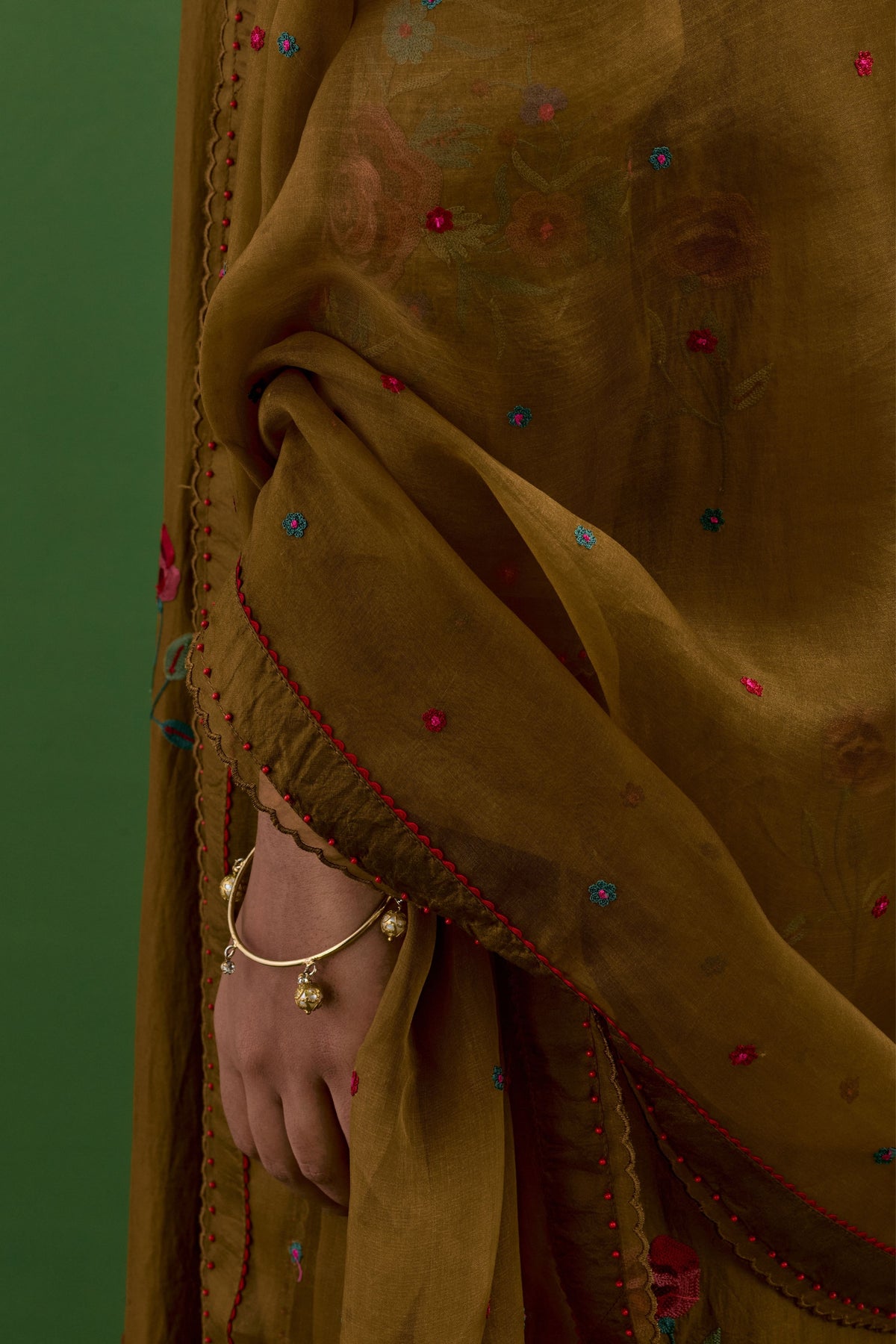 Golden Olive Slit Kurta Set
