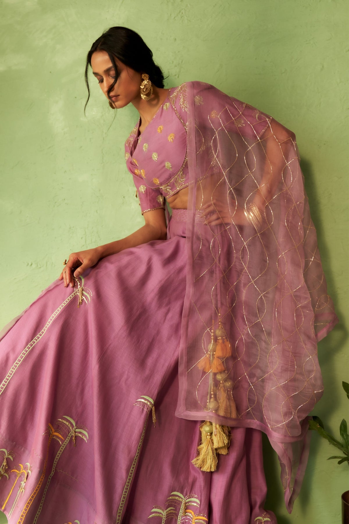 Palm Motif Lehenga Set