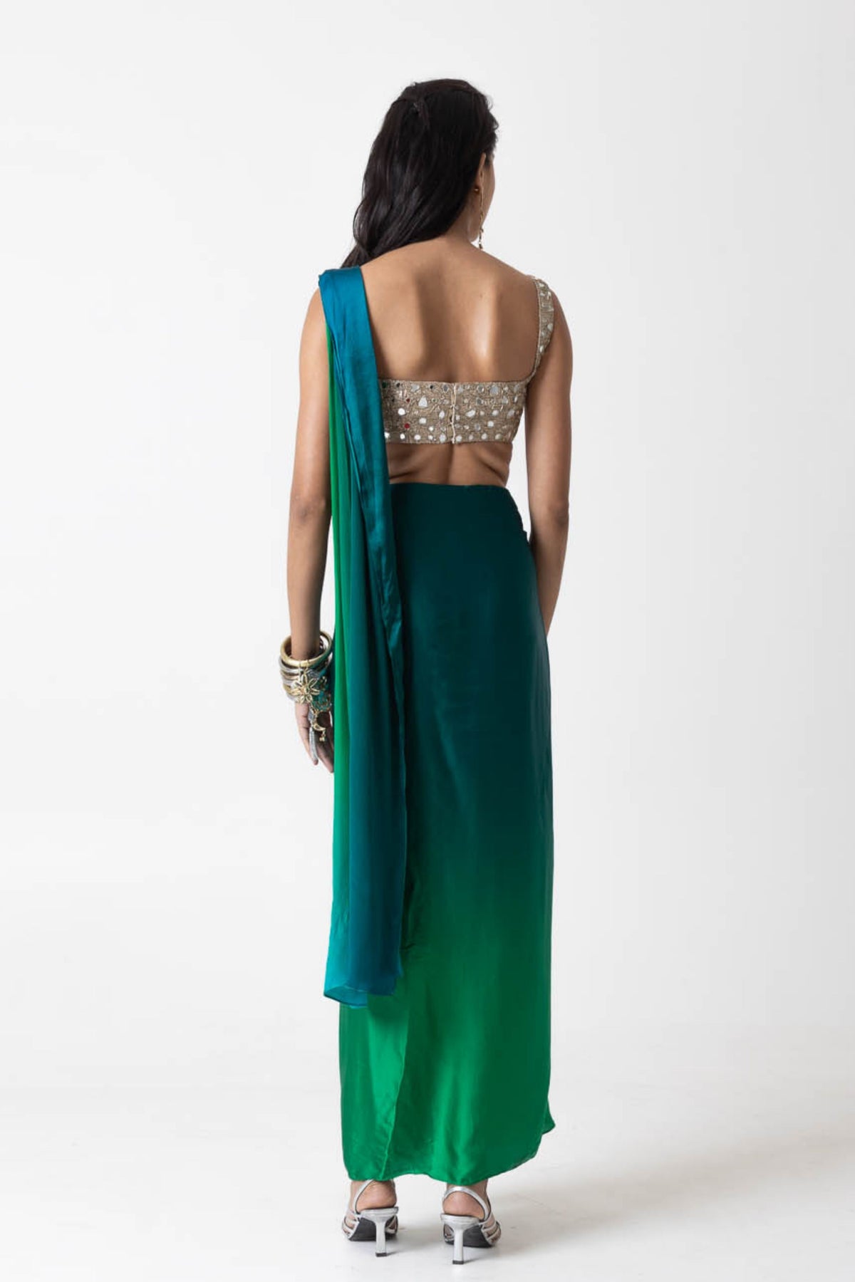 Sky Lights Drape Saree Set