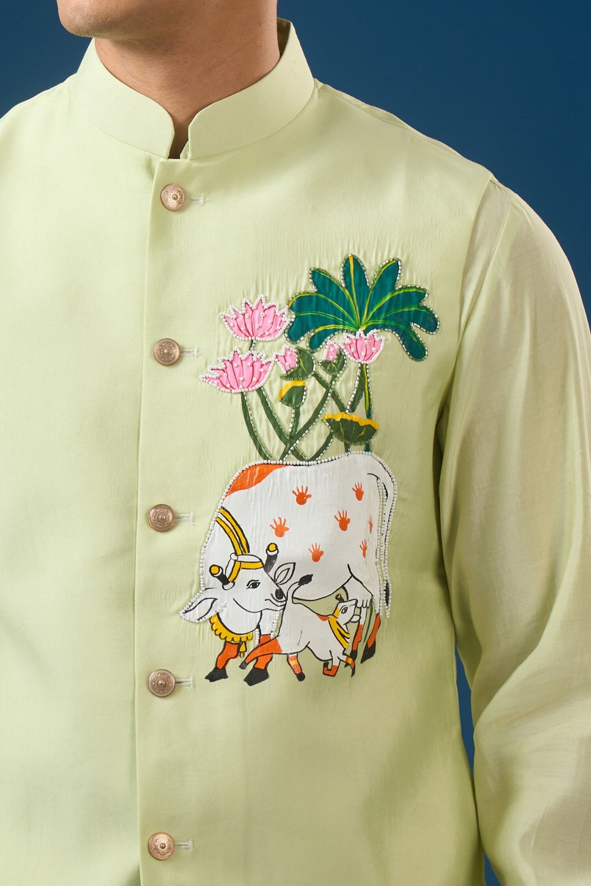 Pista Green Kurta-bundi Set