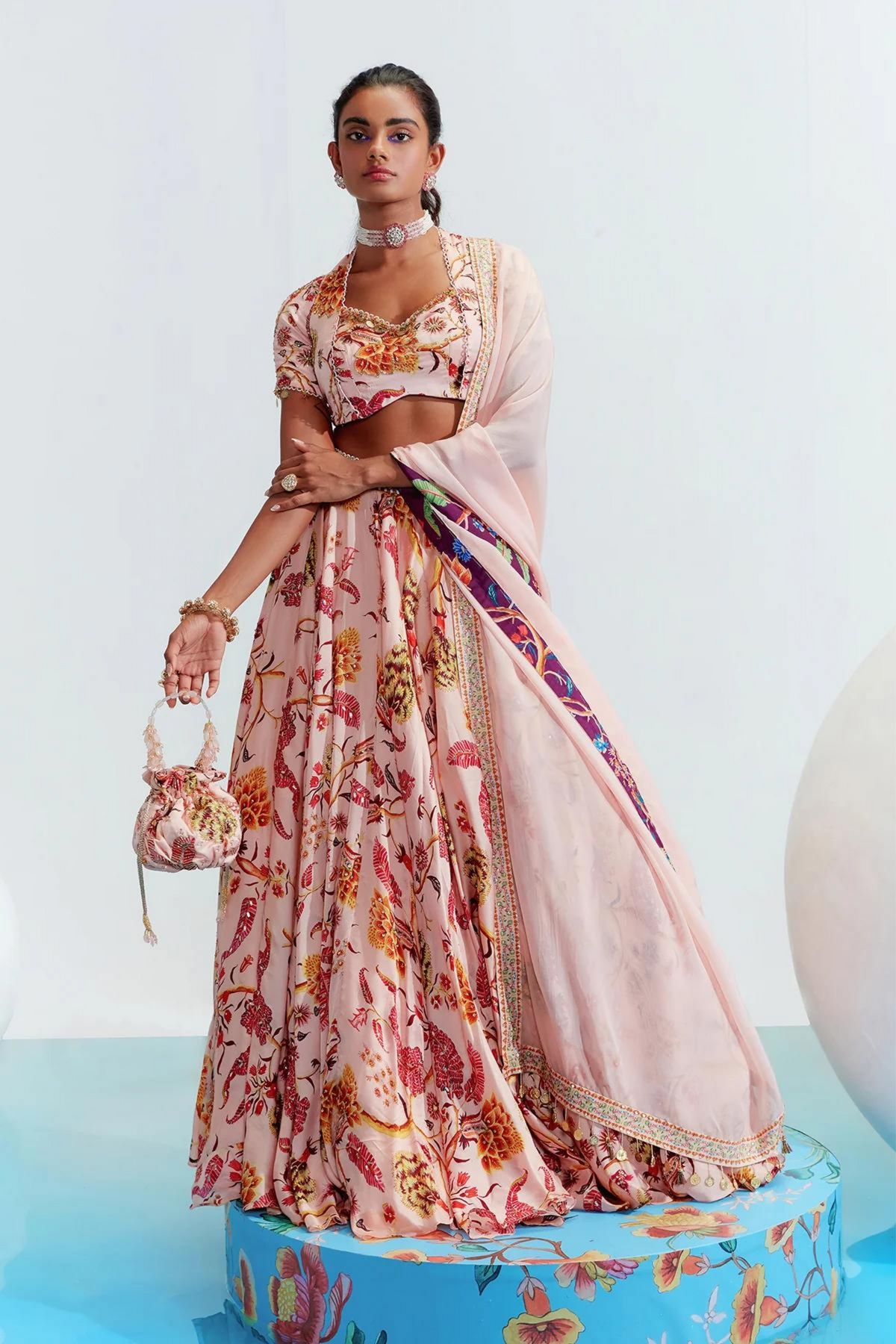 Tara Nude Embroidered Lehenga Set