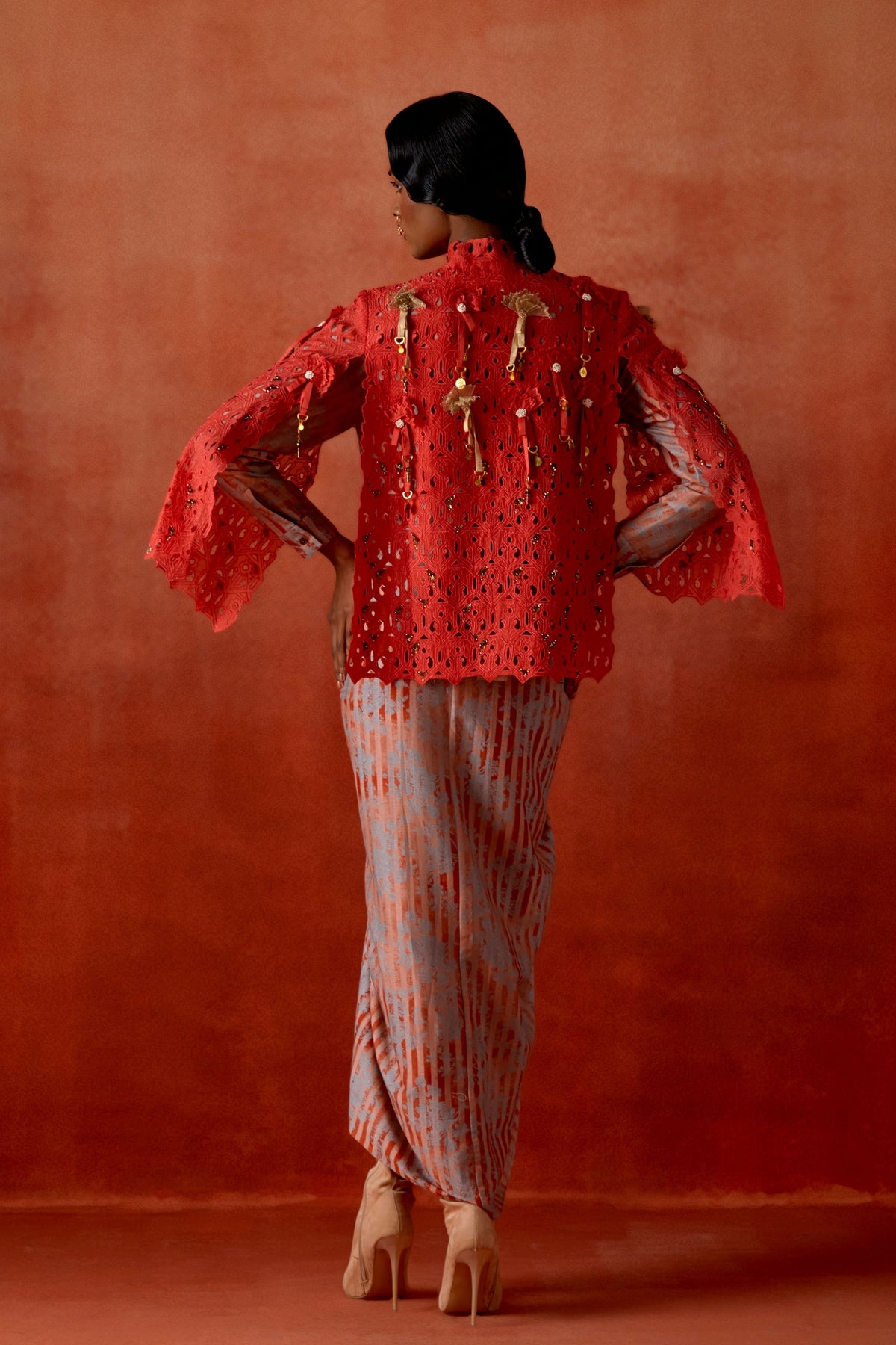 Coral Cutwork Cape Set