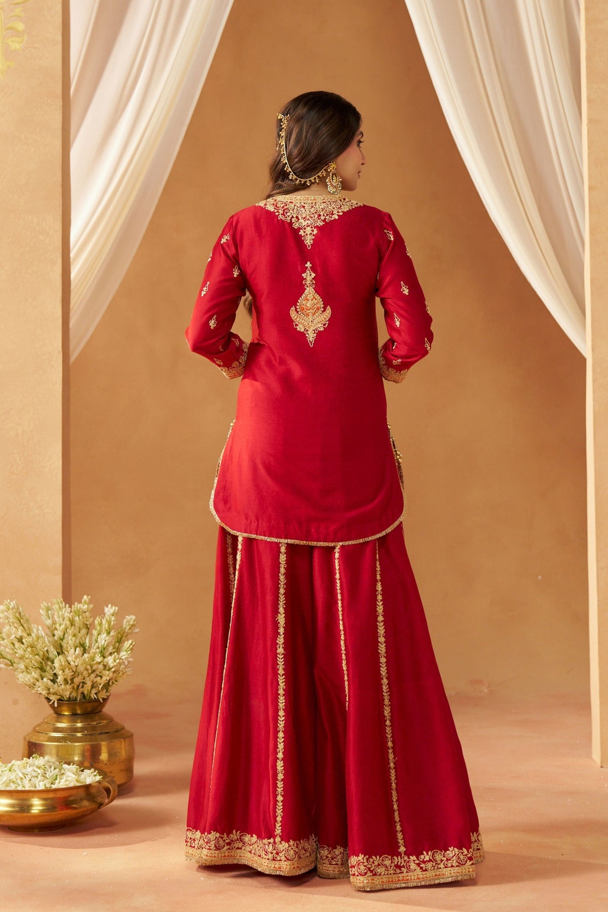 Fadiya Deep Red Sharara Set