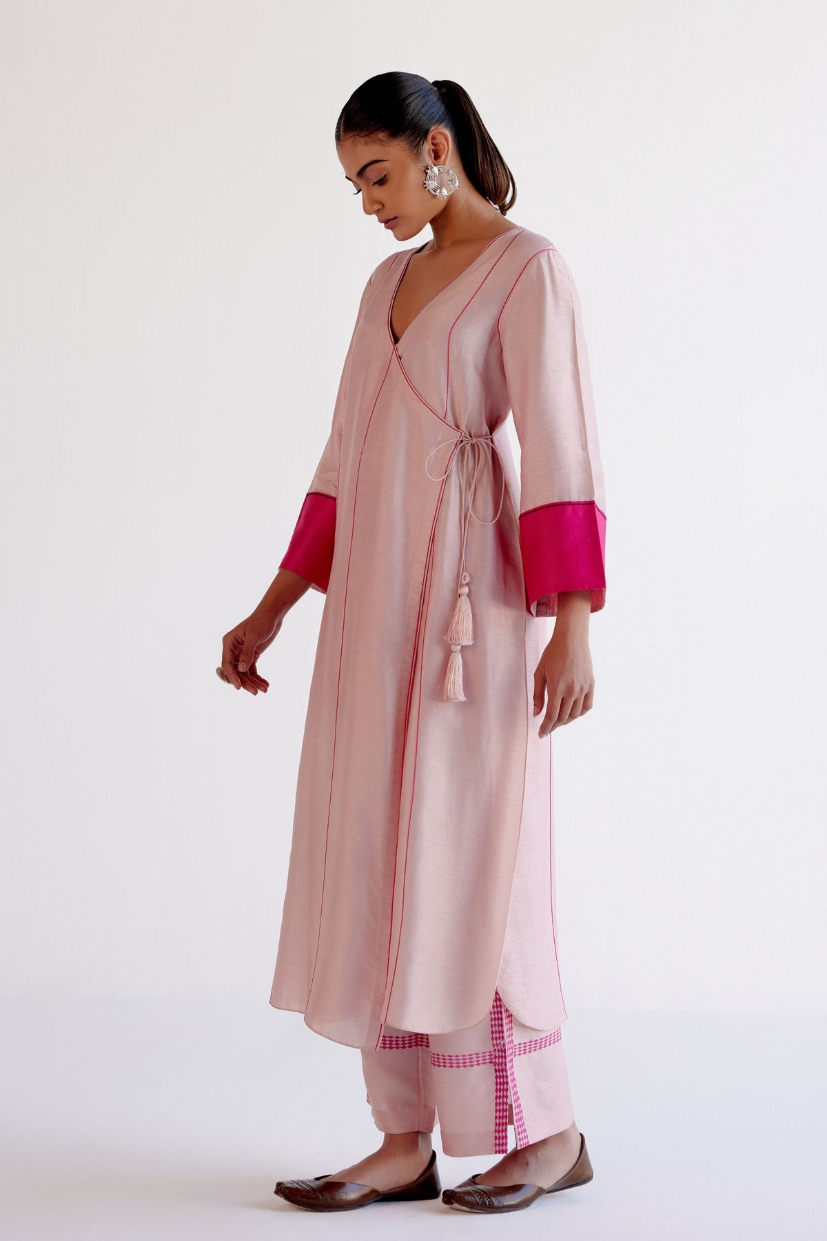 Blush Pink Angrakha Kurta Set