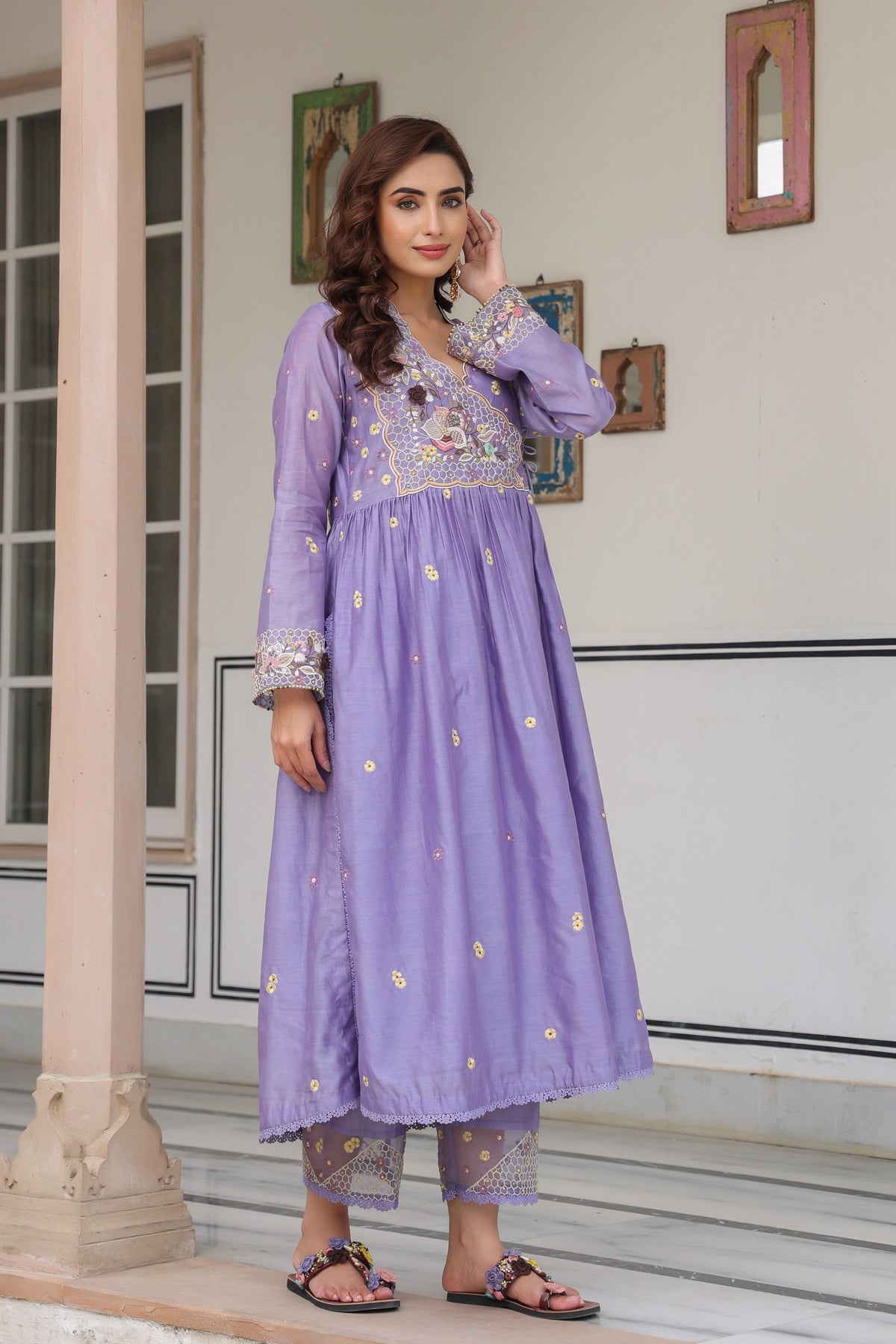 Gulzar Lilac Frockstyle Kurta Set
