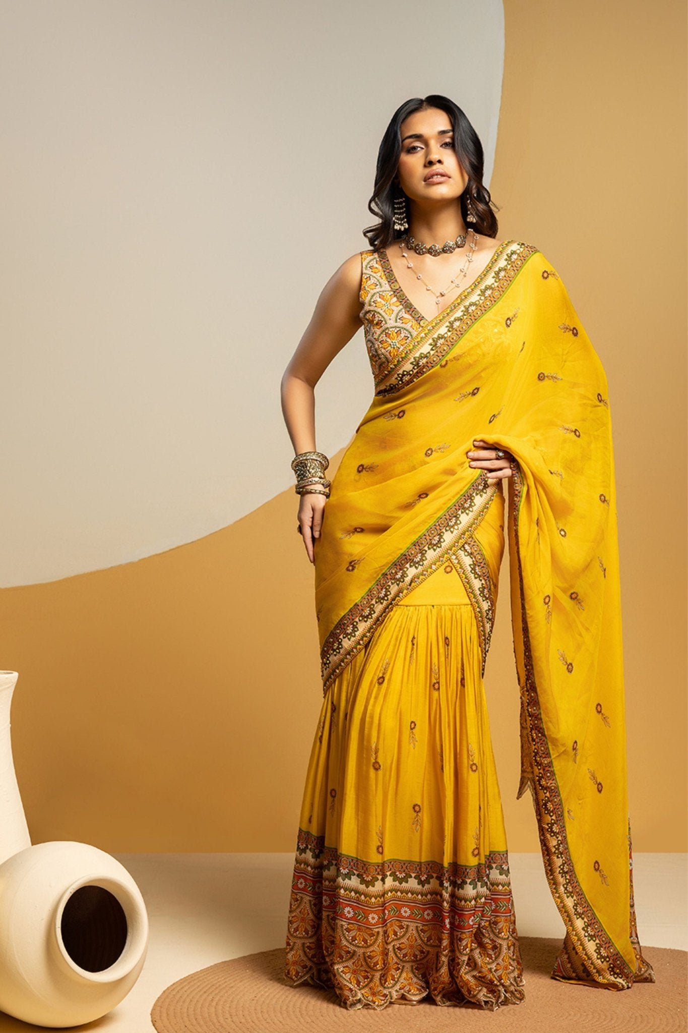 Taarani Pre - Stitched Saree Set - Sougat Paul - Elahe