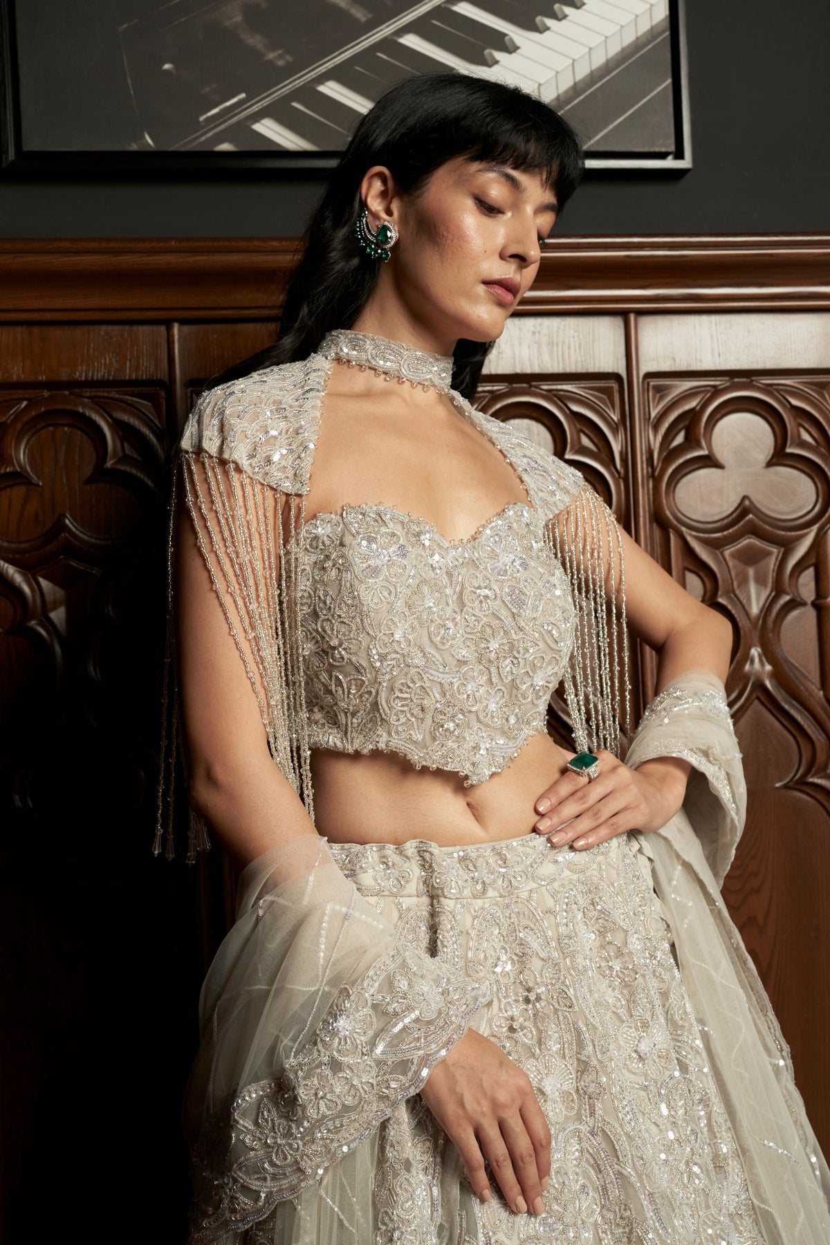 Grey Bridal Lehenga Set
