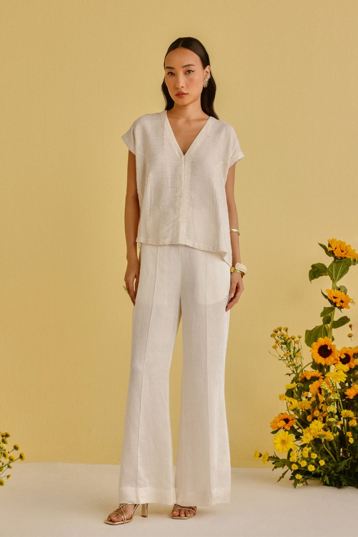 Pintuck Gilet With Pants