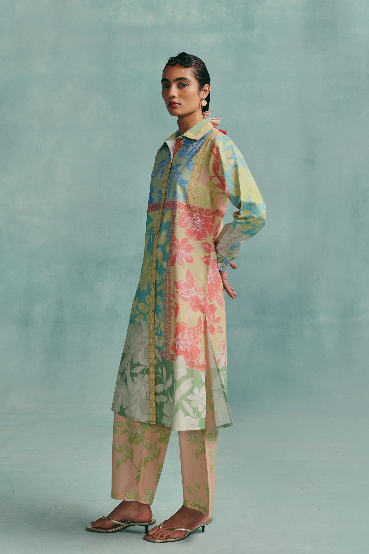 Patchwork Collared Kurta Set