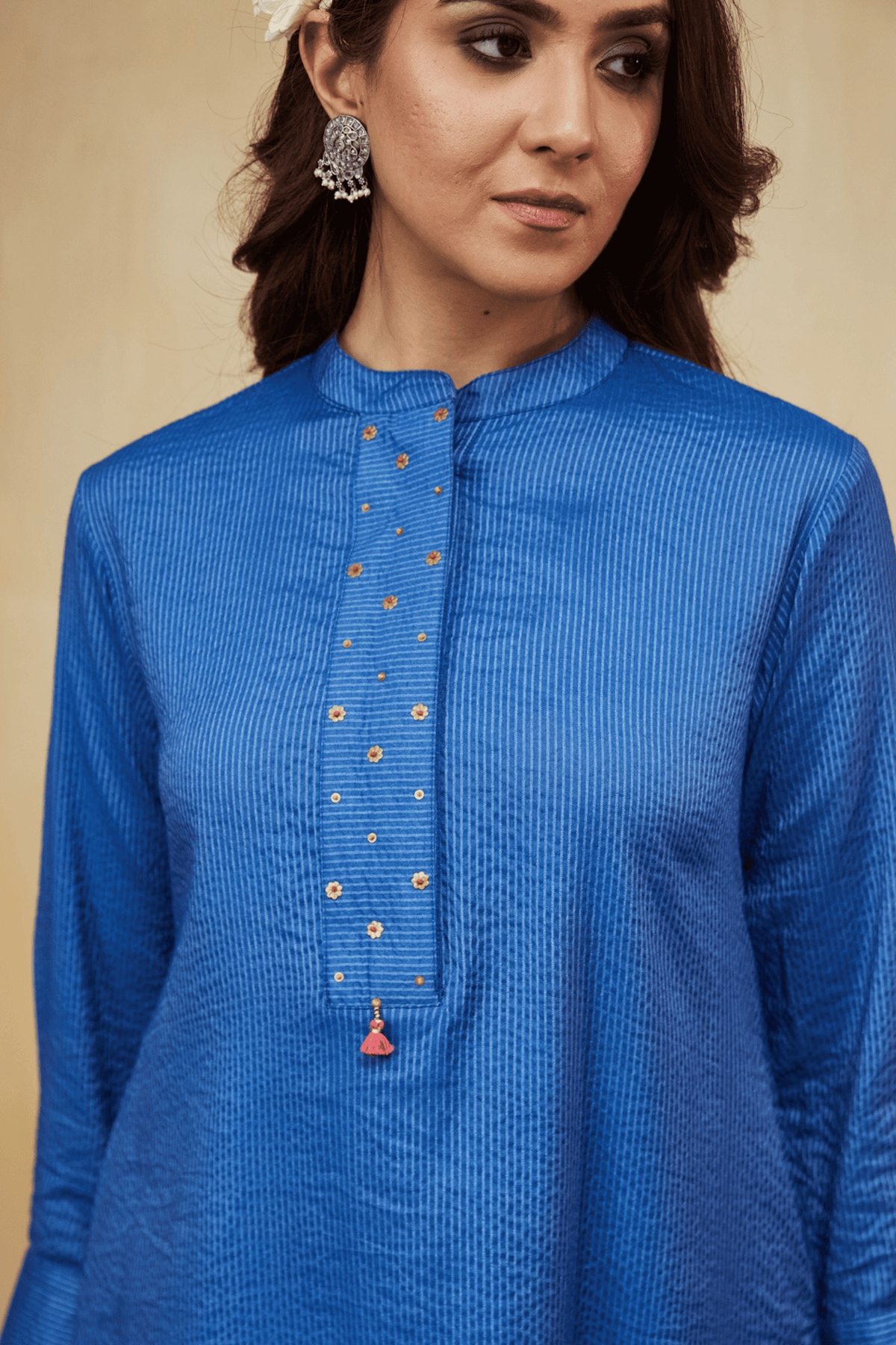 Blue Hand Embellished Zayna Kurta