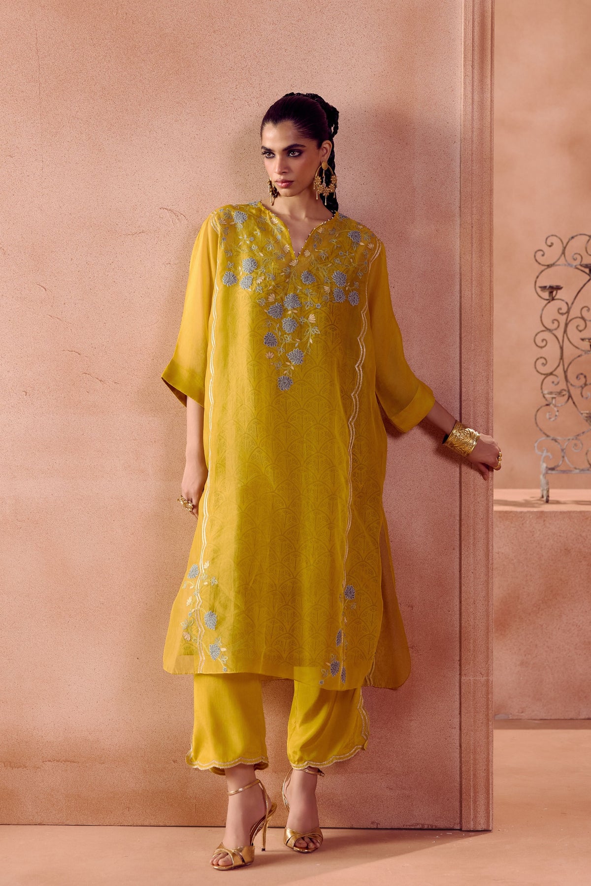 Mustard Kaftan Set