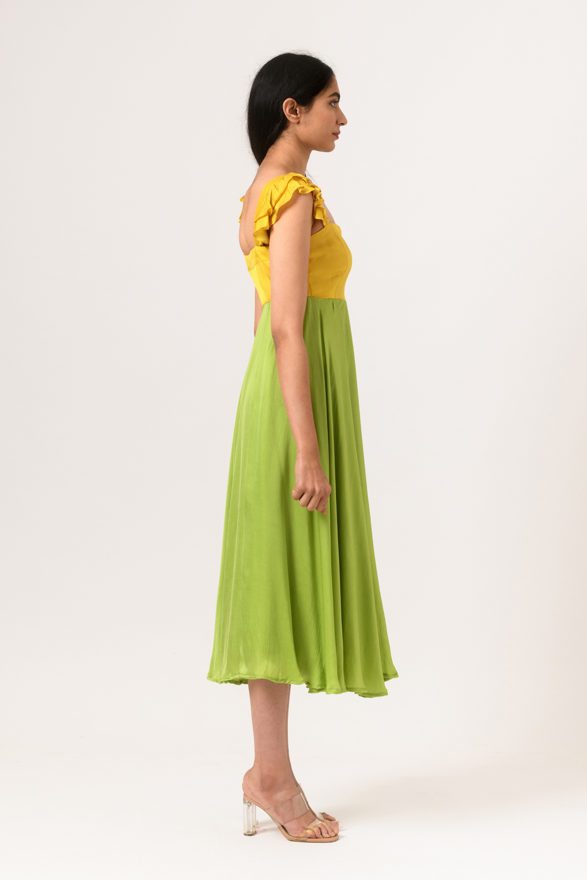Yellow green umbrella dress
