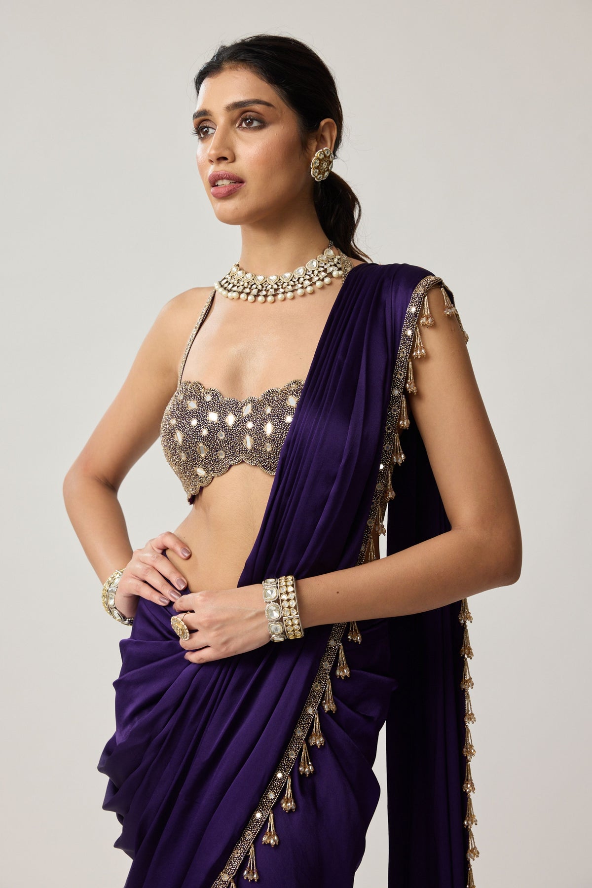 Royalty Purple Draped Saree Set