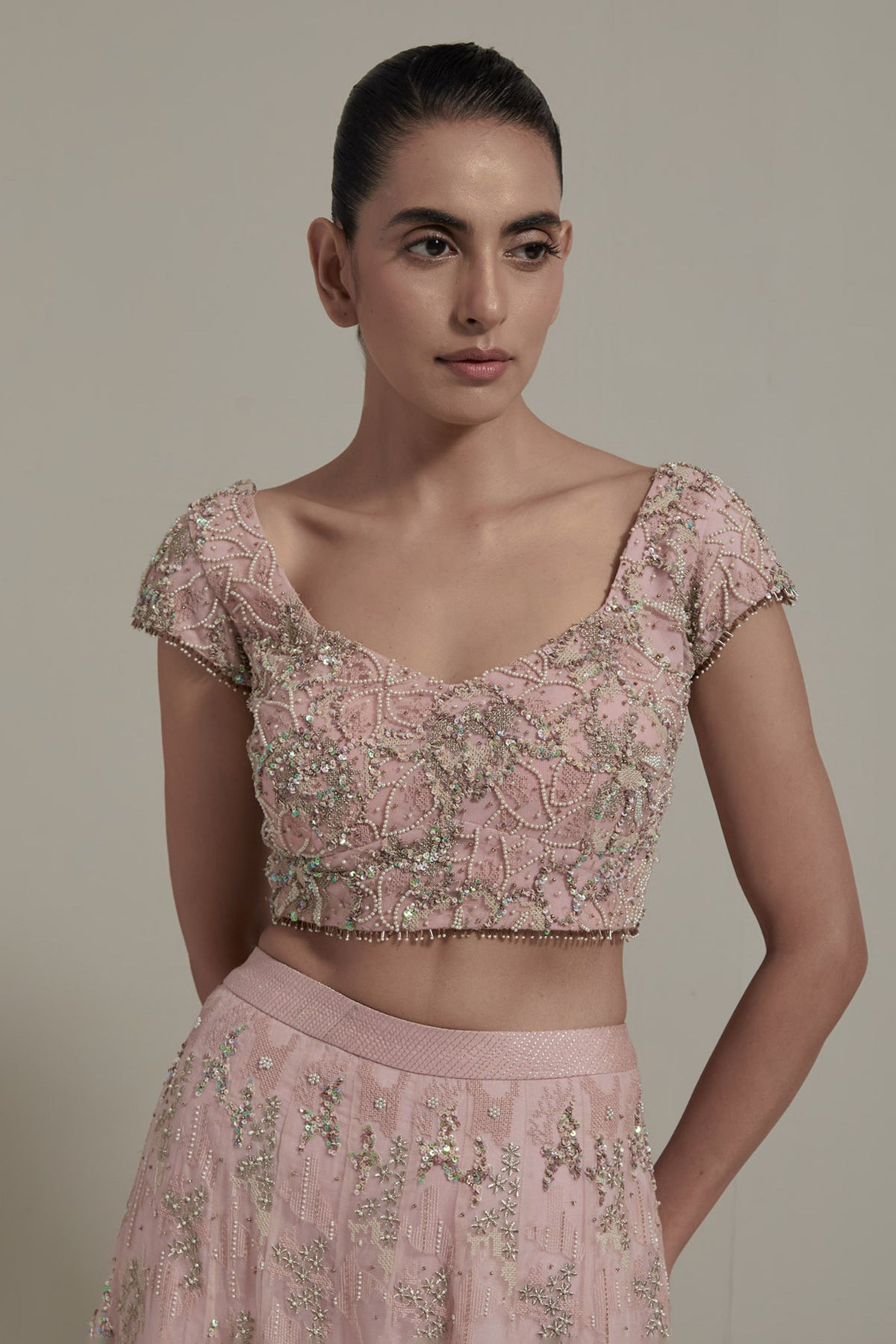 Pink Embroidered Lehenga Set