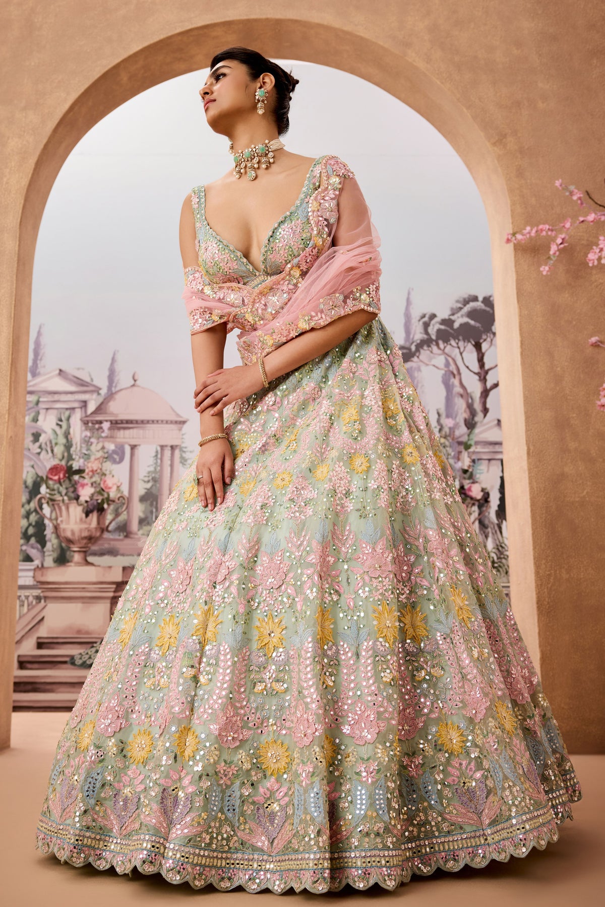 Msi  Aplique 3d Lehenga Set