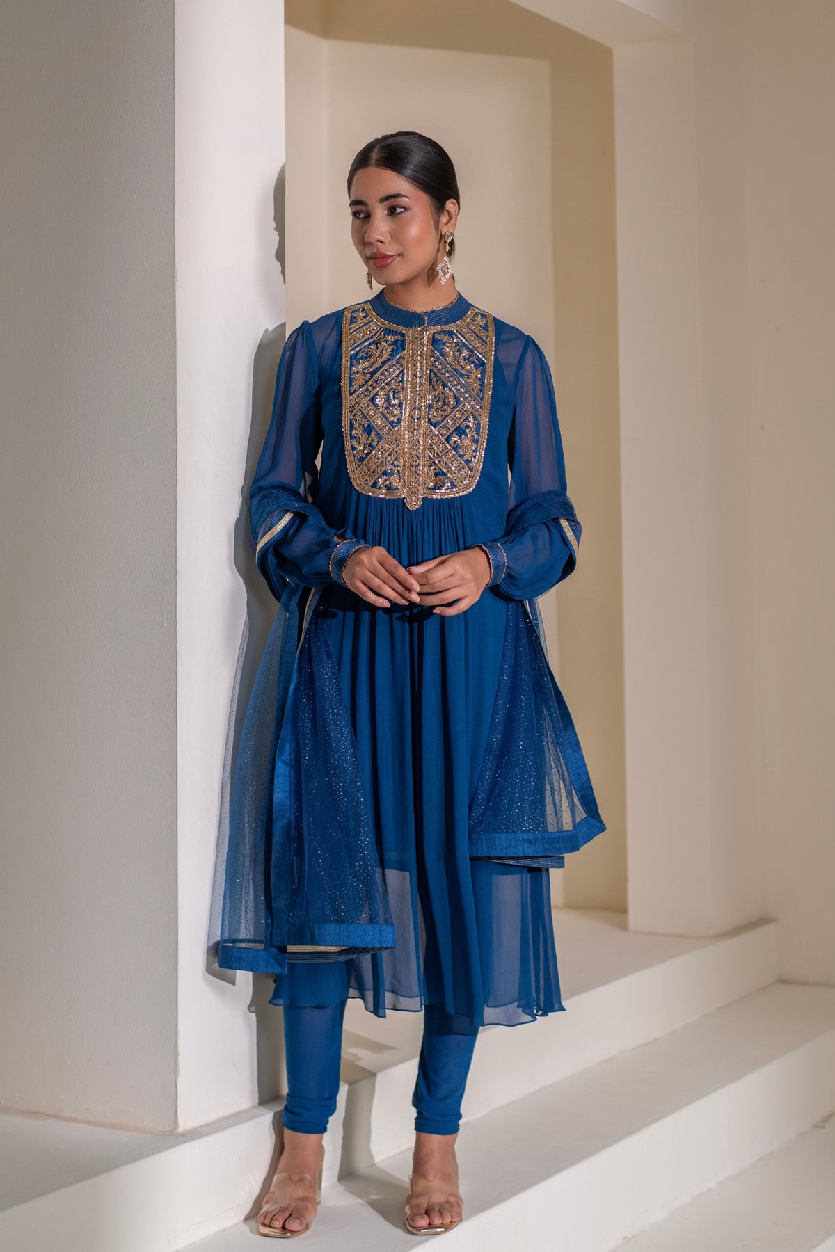 Blue  Embellished Kurta Set