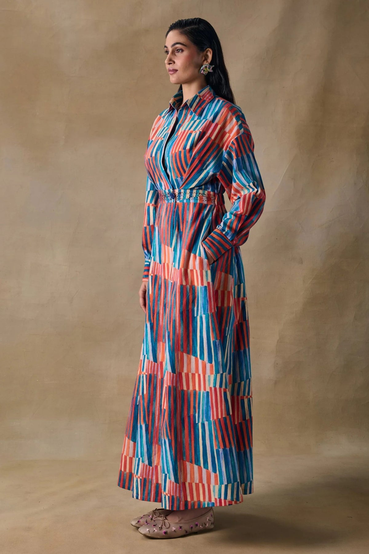 Asilah Stripe Wrap Dress