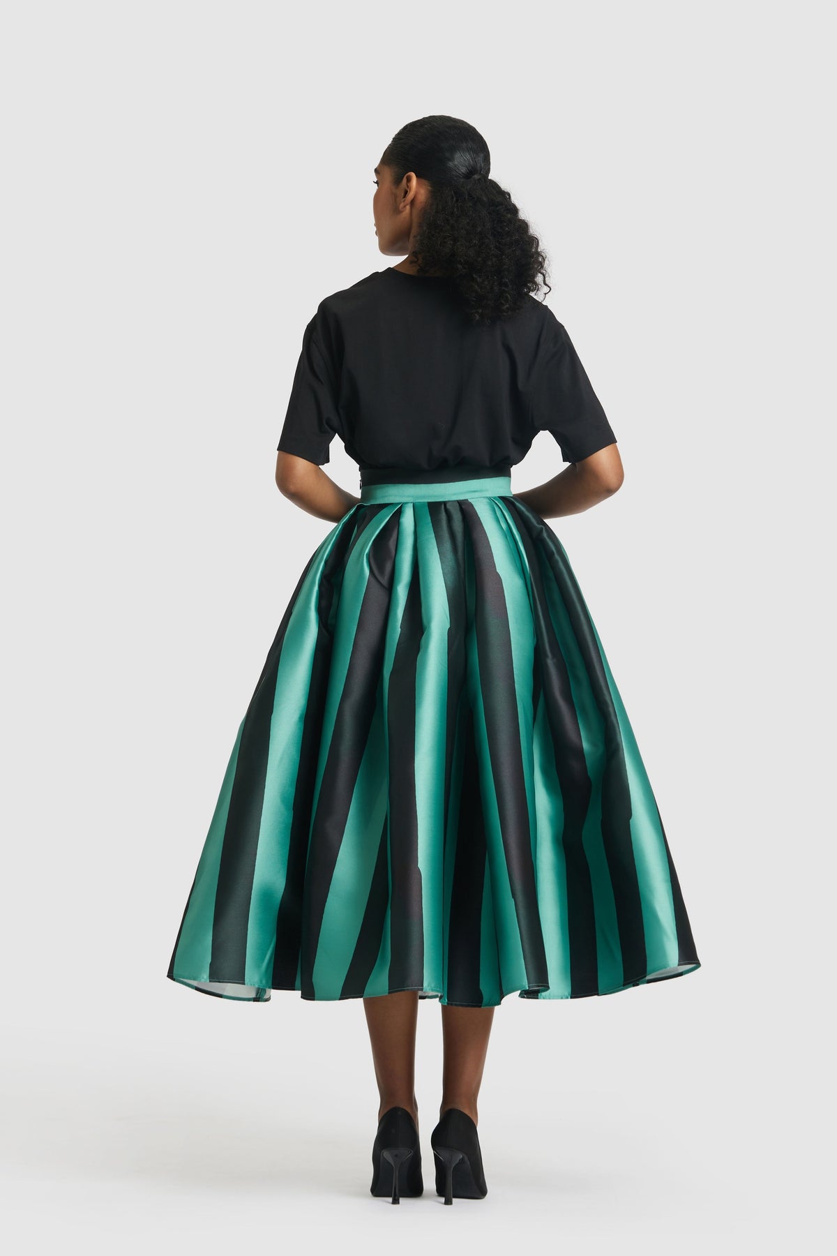 Green &amp; Black Striped Skirt