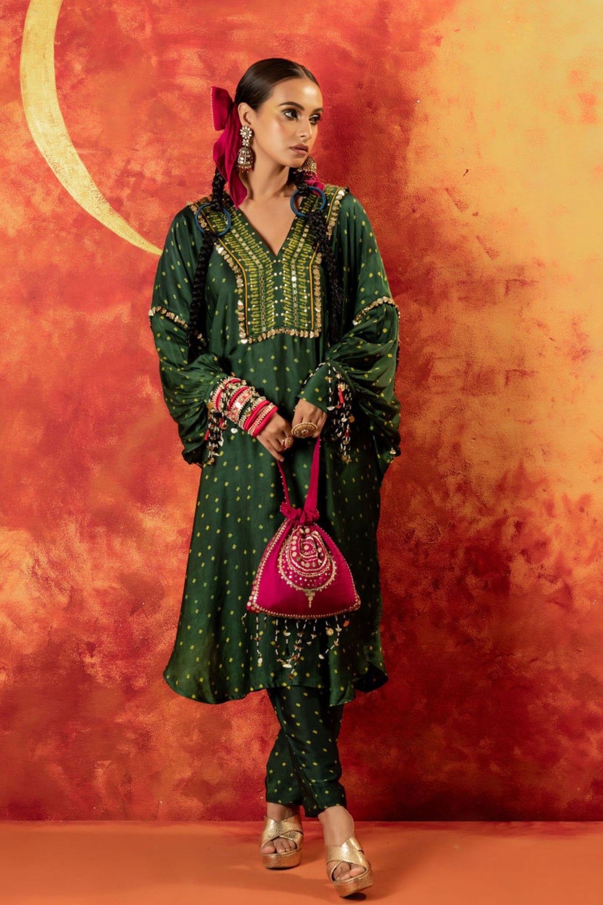 Hira Green Kaftan Set
