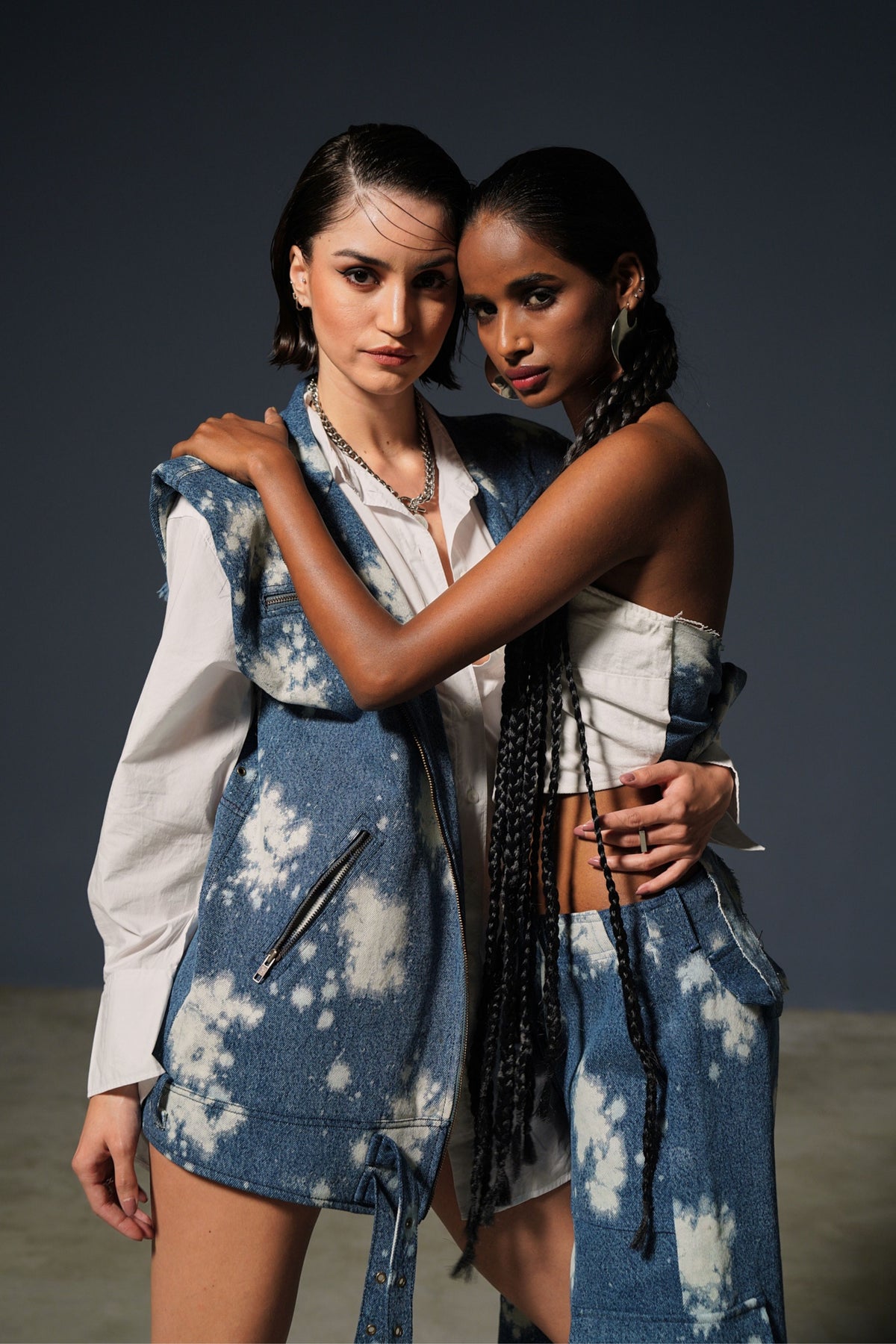 Tie-dye Biker Denim Jacket