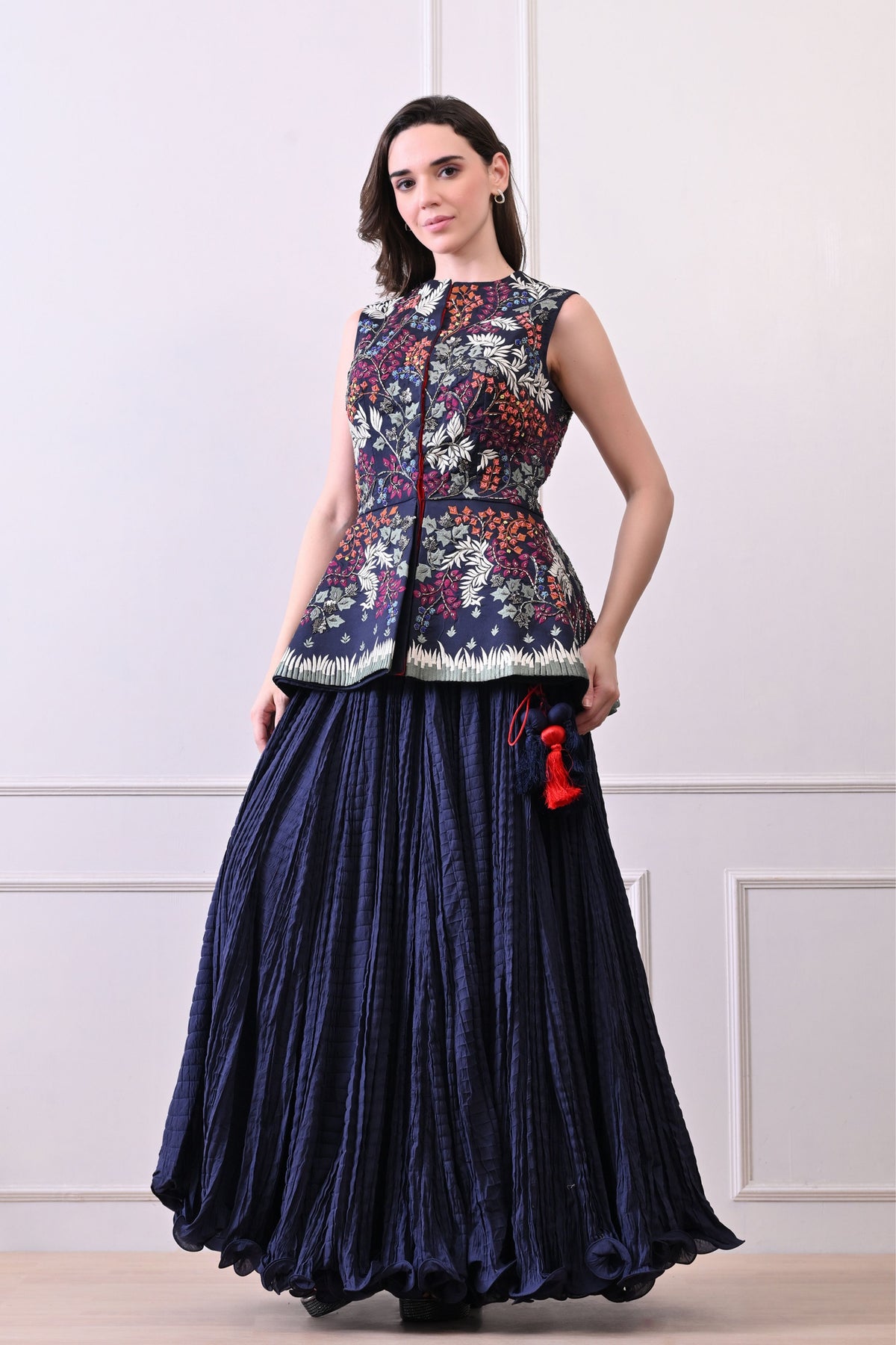 Blue Peplum Skirt Set