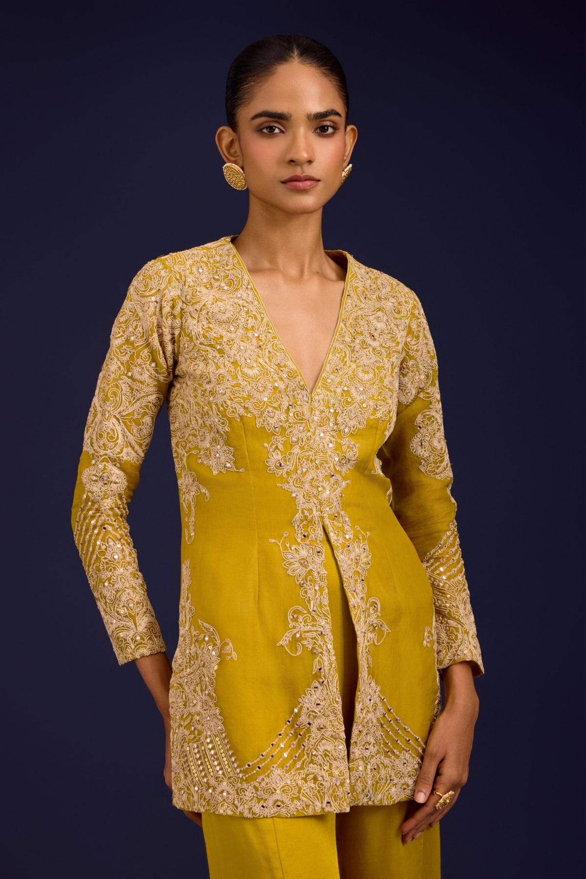 Mustard Organza Sharara Set