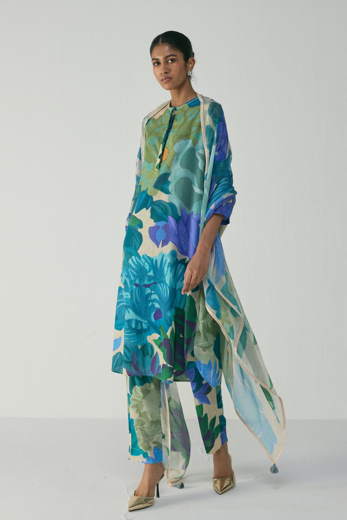 Garden Party Long Cotton Kurta Set