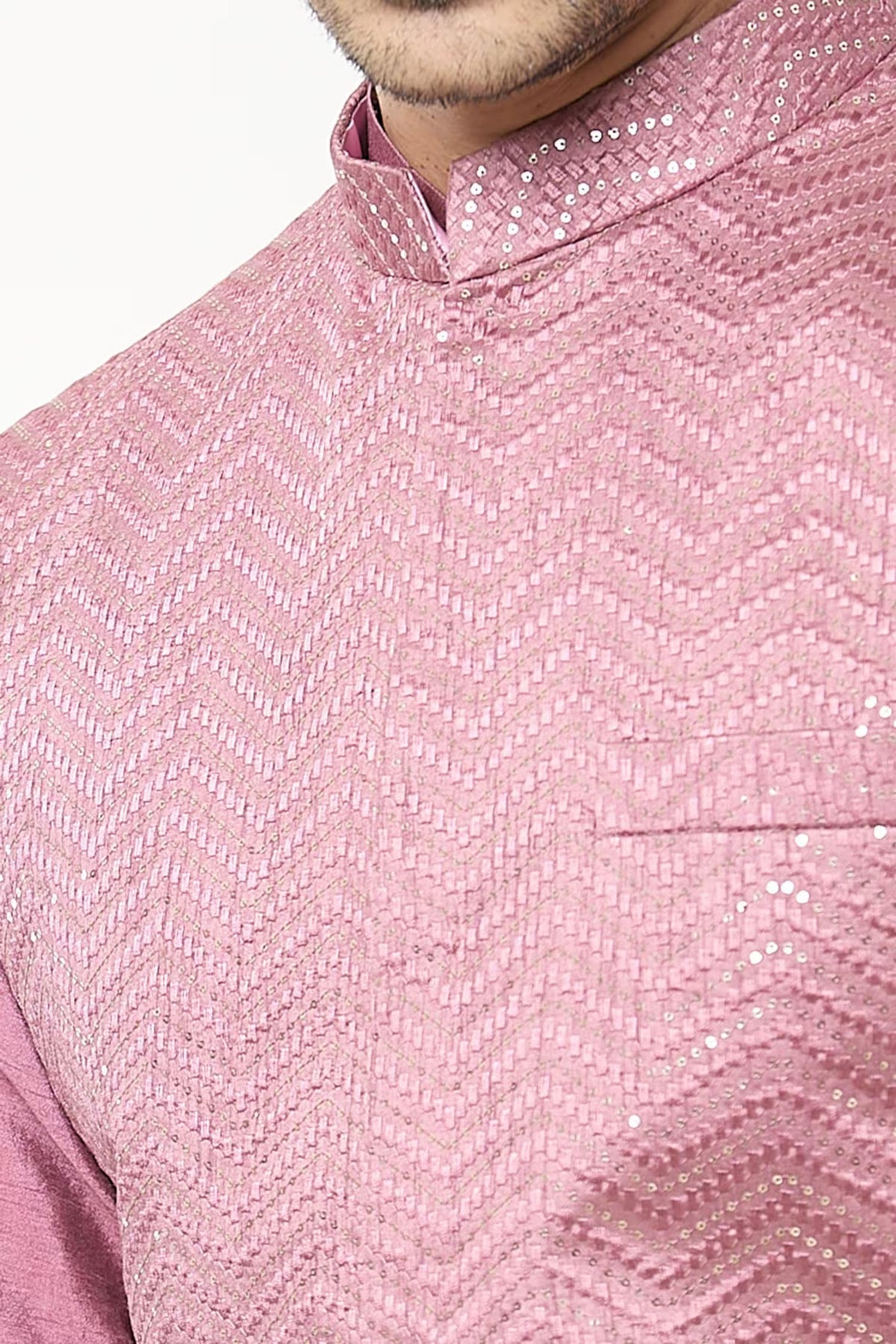 Mauve Pink Embroidered jacket Set