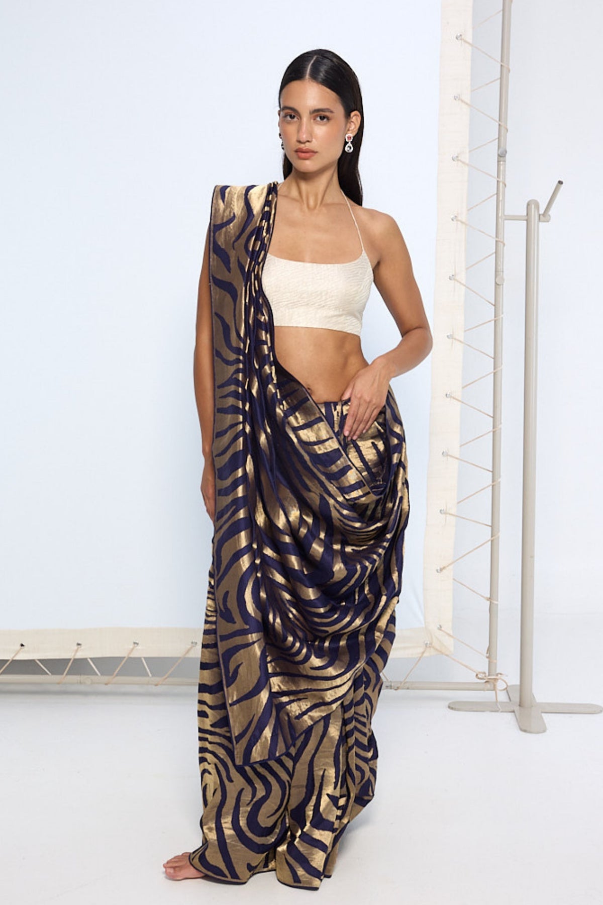 Blue and Gold Handwoven Saree