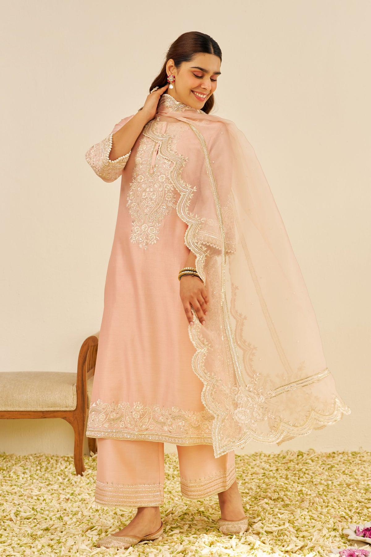 Sereen Off Rose Kurta With Palazzo