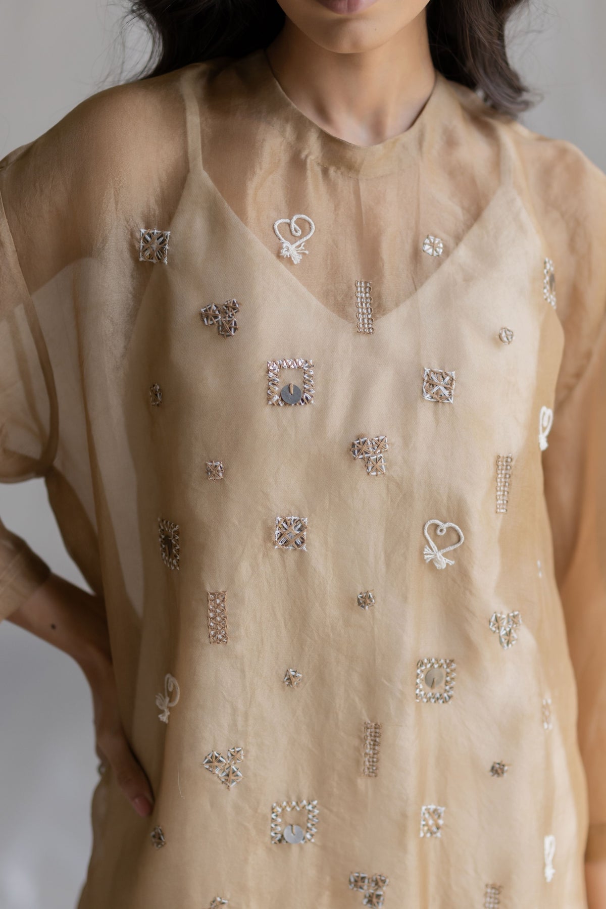 Beige Organza Dress