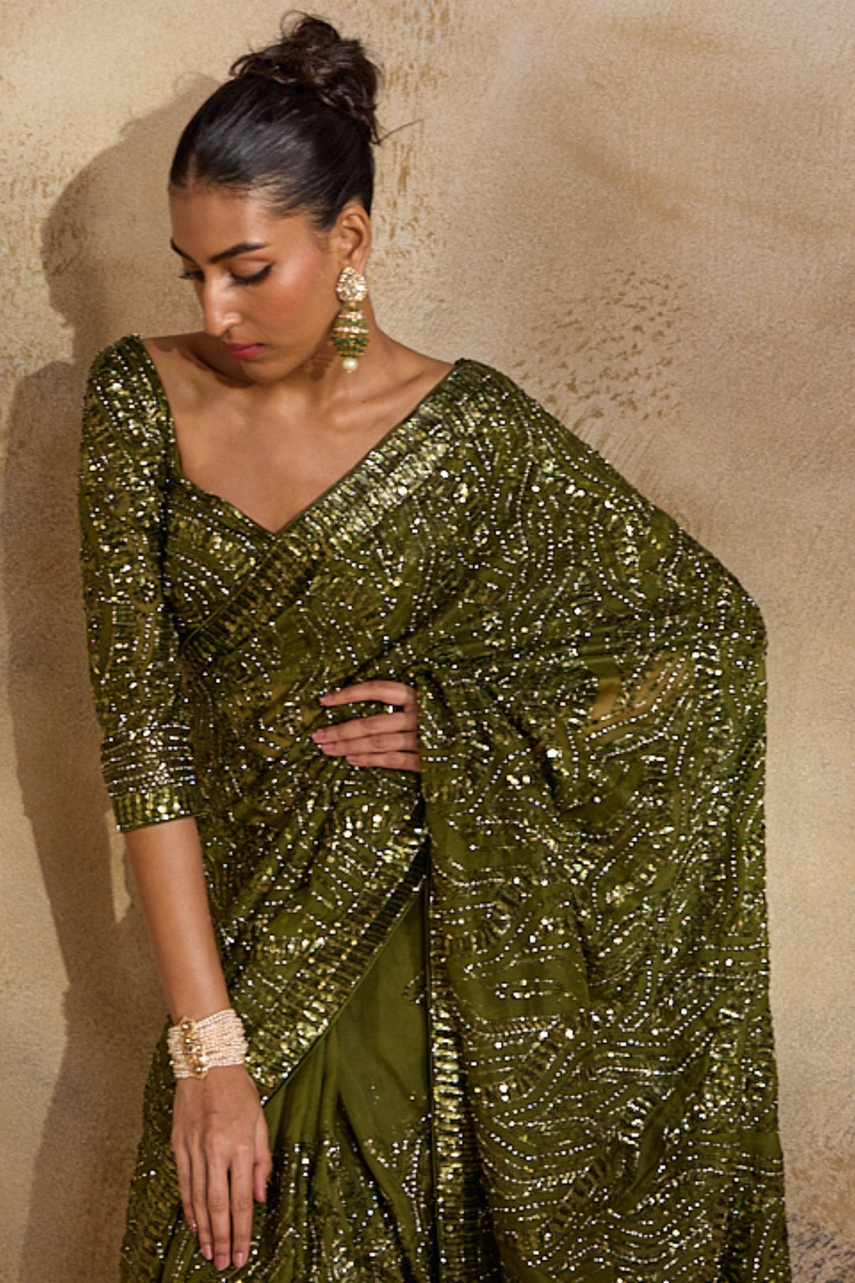Olive Green Saree Blouse