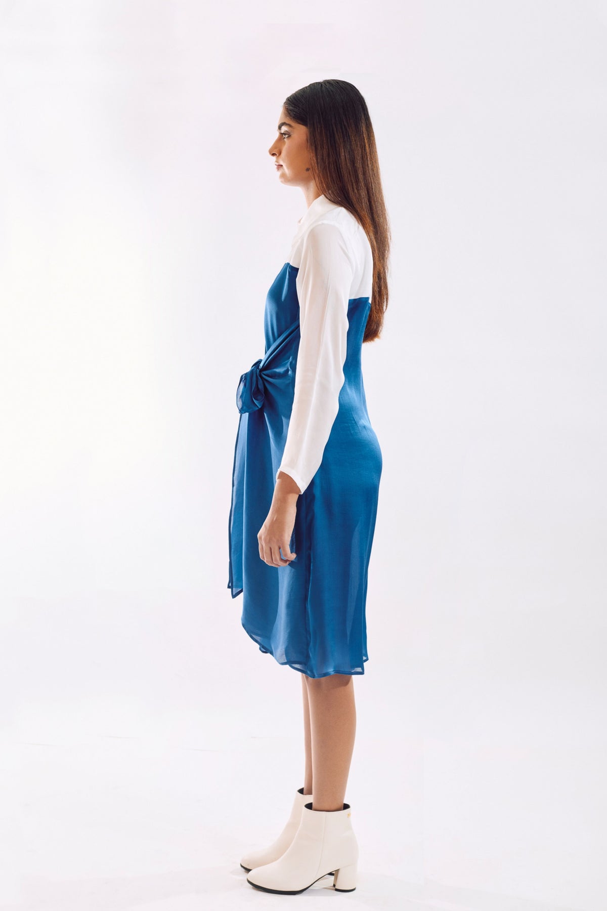Blue Half Tie Dress