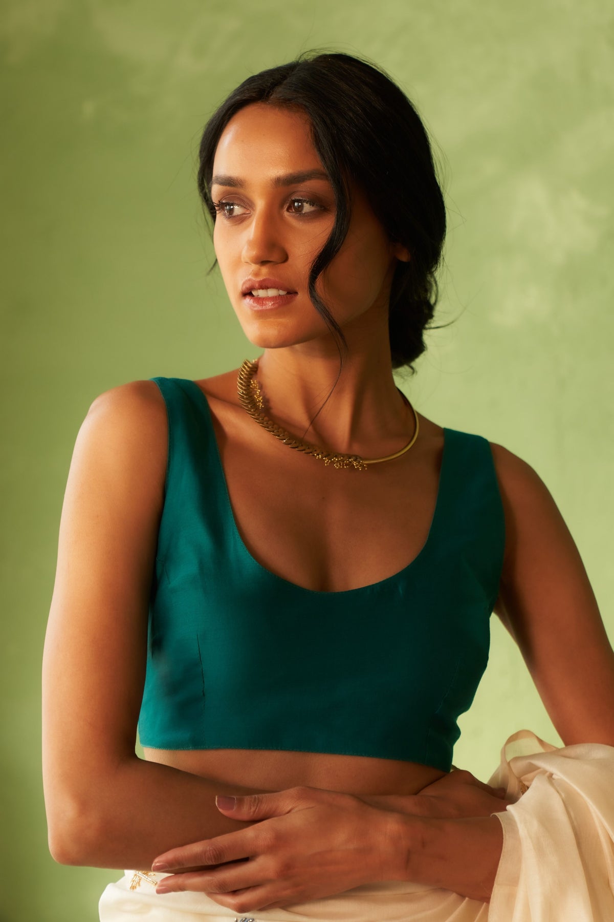 Peacock Green Saree Set