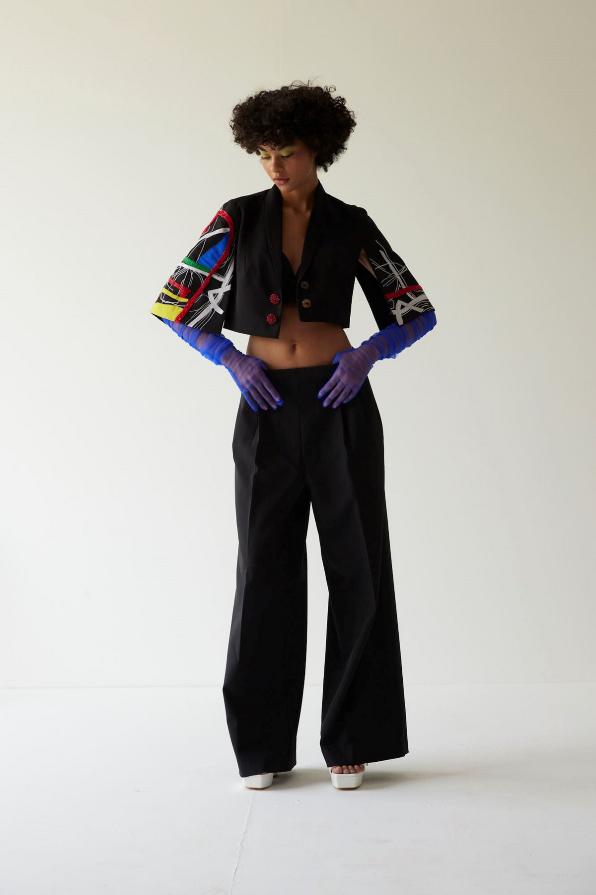 Paint Stain Cropped Blazer Co-ord Set