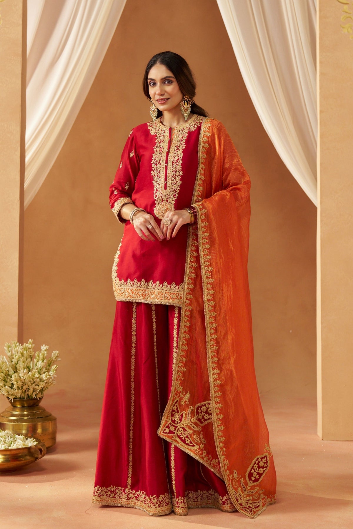 Fadiya Deep Red Sharara Set