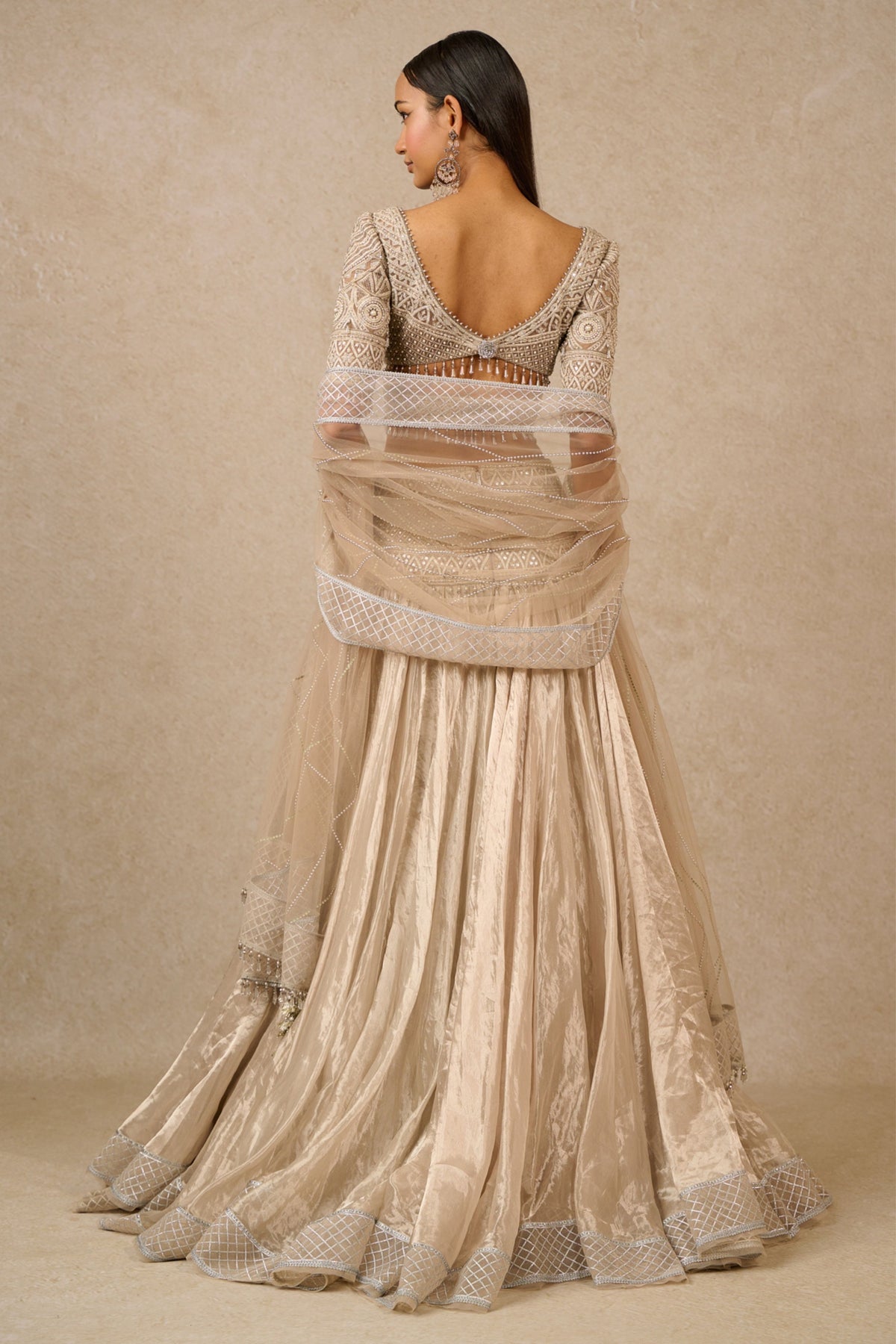 Oyster Tissue Lehenga