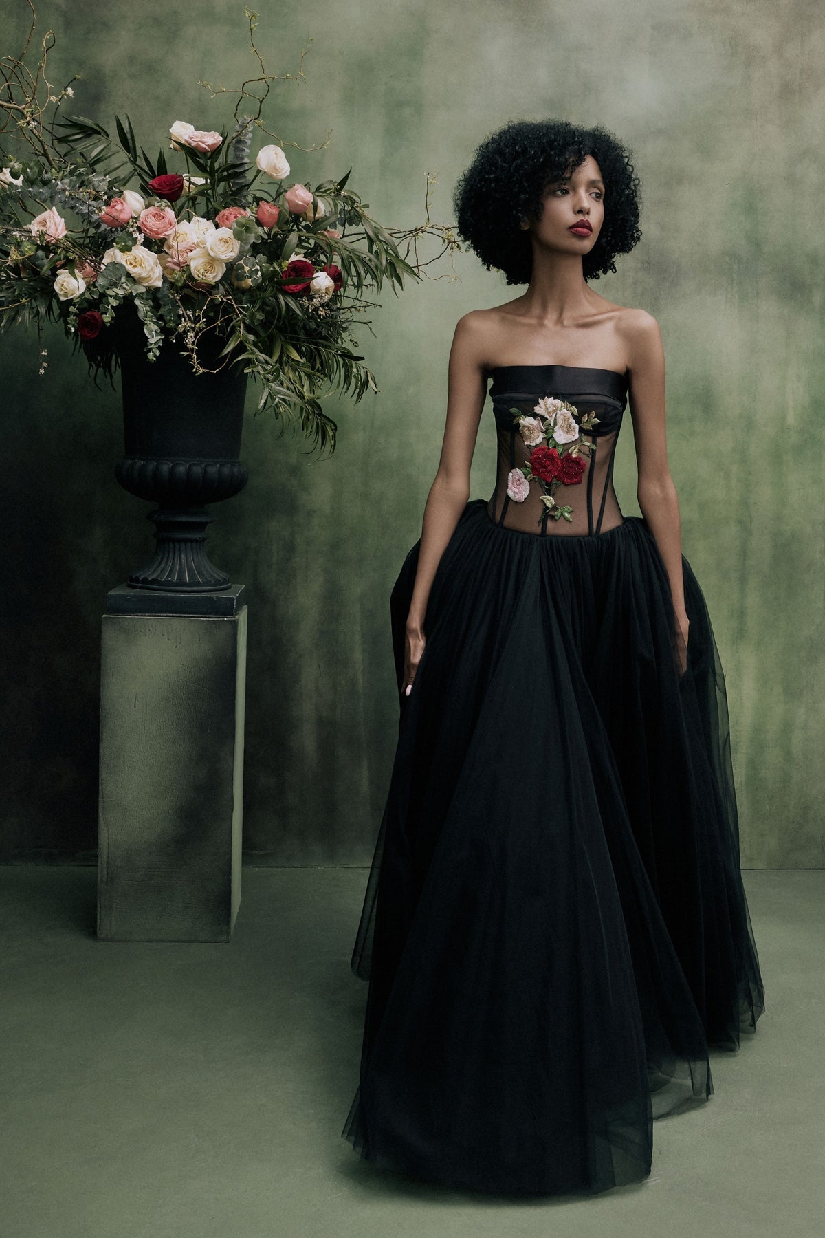 Drop Waisted Tea Length Gown