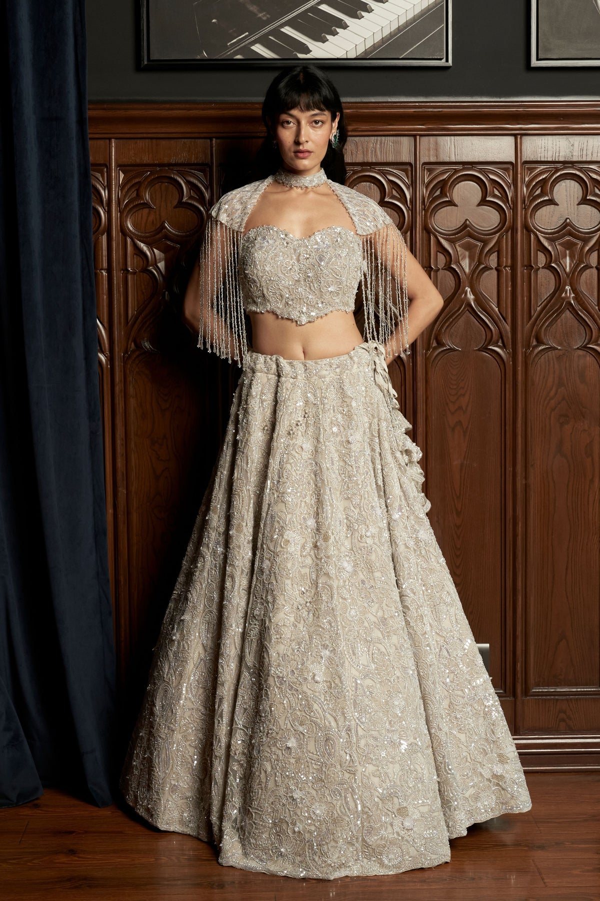 Grey Bridal Lehenga Set