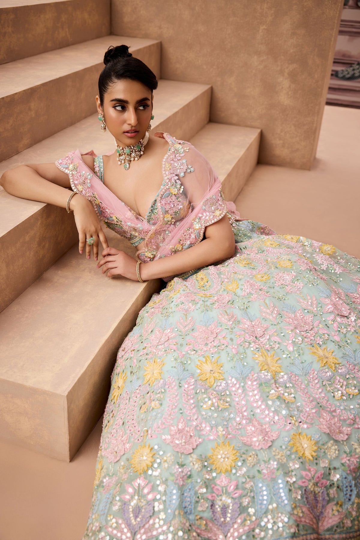 Msi  Aplique 3d Lehenga Set