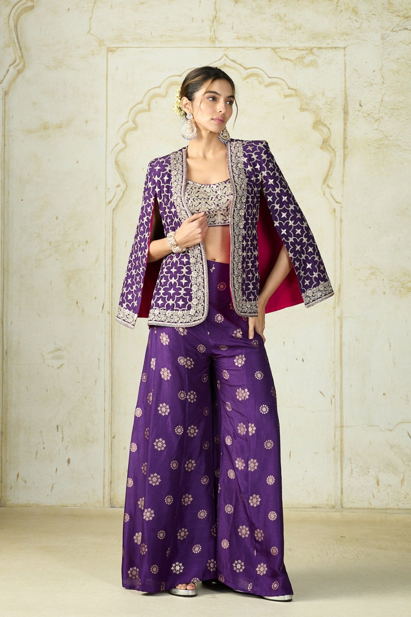 Purple Shaina Jacket Set - Gopi Vaid - Elahe