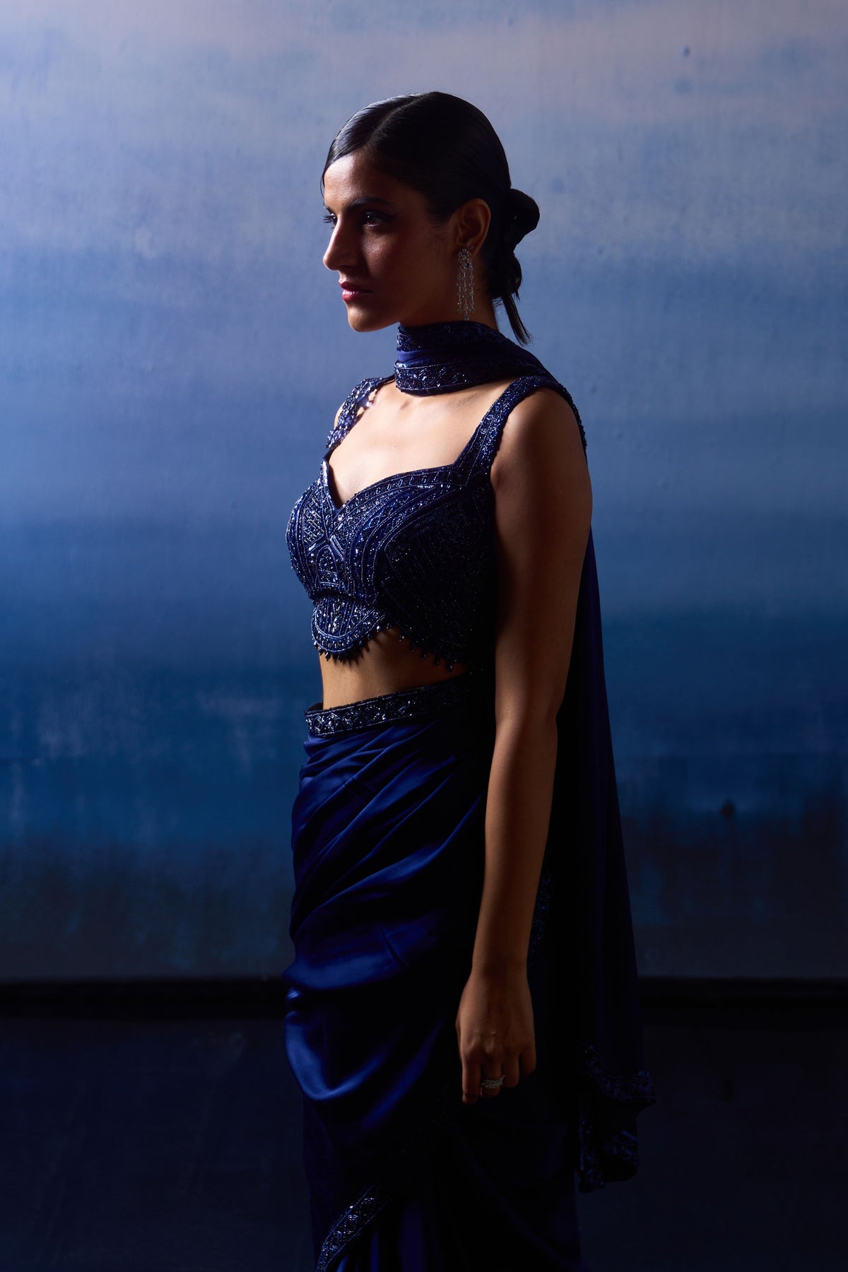 Midnight Blue Saree Set