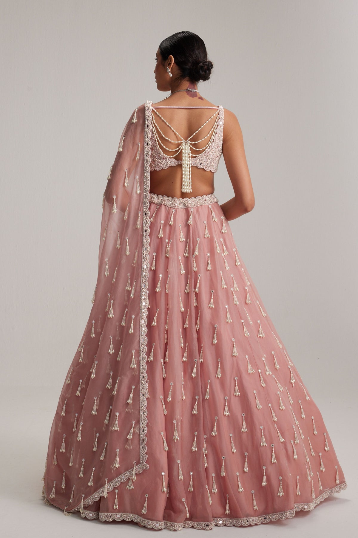 Long Pearl Tassels Lehenga Set