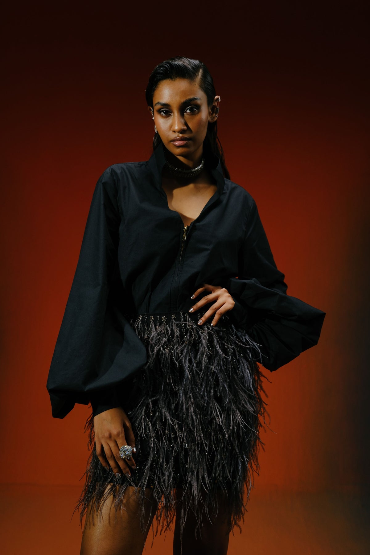Black Balloon Sleeves Shirt